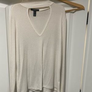 White open V-neck with collar sweater. Worn once